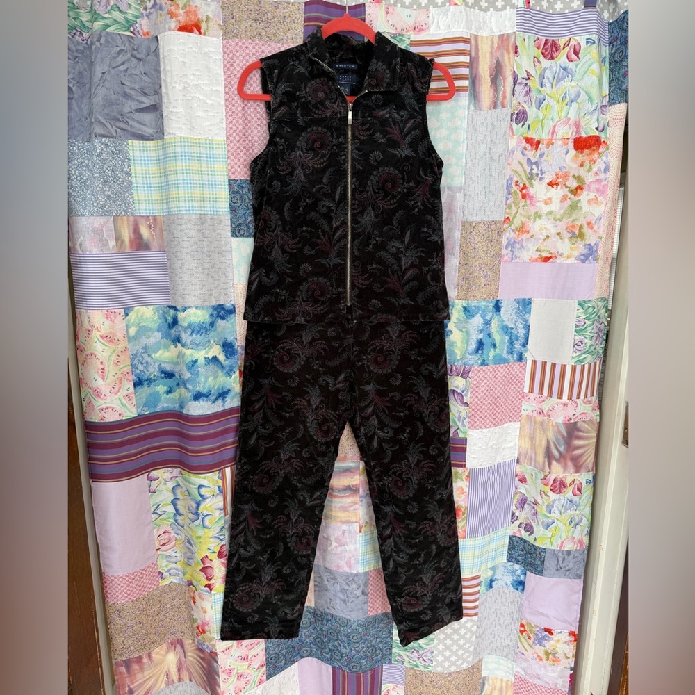 Vintage Crazy Horse by Liz Claiborne Black Corduroy Two Piece Set Vest Pants